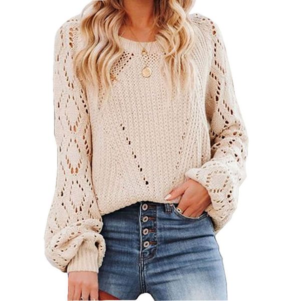 crewneck pullover casual acrylic women's sweaters blouse with lady natural color regular length hollow out knitted crochet long sleeve, White;black
crewneck pullover casual acrylic women's sweaters blouse with lady natural color regular length hollow out knitted crochet long sleeve, White;black