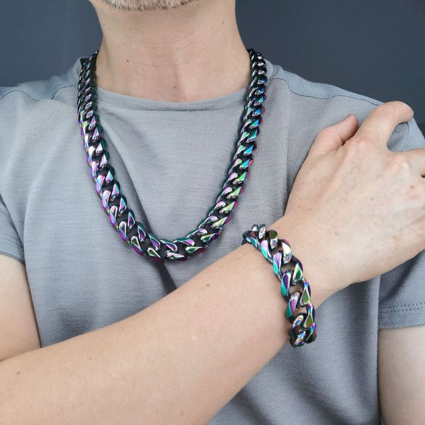 mens miami cuban link chain multicolor rainbow heavy 316l stainless steel colorful curb necklace personalized jewelry hip hop choker chain,, Silver
mens miami cuban link chain multicolor rainbow heavy 316l stainless steel colorful curb necklace personalized jewelry hip hop choker chain,, Silver
