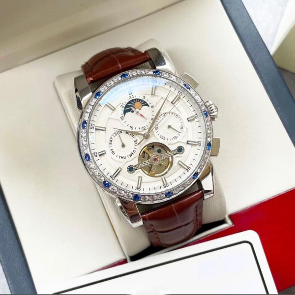 automatic men's watch 44mm 904l leather/stainless steel watch designer sapphire waterproof leisure exquisite classic fashion wristwatch, Slivery;brown
automatic men's watch 44mm 904l leather/stainless steel watch designer sapphire waterproof leisure exquisite classic fashion wristwatch, Slivery;brown