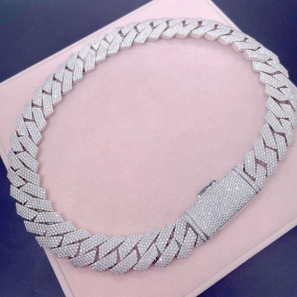 925 sterling silver bracelet necklace mosonite inlaid with cuban chain hip-hop style
925 sterling silver bracelet necklace mosonite inlaid with cuban chain hip-hop style