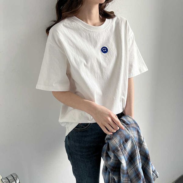 t-shirt embroidered smiley face half-sleeved 2023 spring and autumn thickened bottom loose korean version brushed short-sleeved, White
t-shirt embroidered smiley face half-sleeved 2023 spring and autumn thickened bottom loose korean version brushed short-sleeved, White