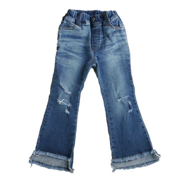 girls' flared jeans spring clothes broken holes washing trousers medium and large chil1en's fashion style personalized raw hem den, Blue
girls' flared jeans spring clothes broken holes washing trousers medium and large chil1en's fashion style personalized raw hem den, Blue