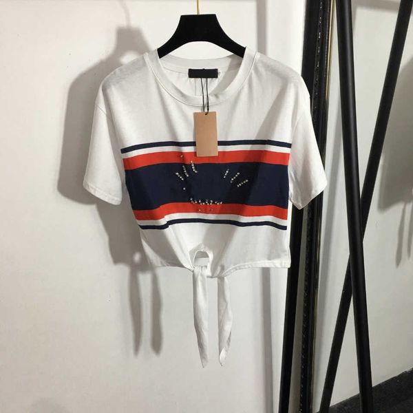 23ss brand designer women t-shirt nail drill letter short style tie up short sleeve t-shirts round neck pure cotton leisure womens clothing, White
23ss brand designer women t-shirt nail drill letter short style tie up short sleeve t-shirts round neck pure cotton leisure womens clothing, White