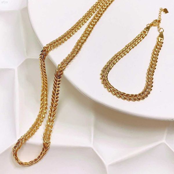 nine's au750 18k pure gold wheat chains necklace choker for real fine, Silver