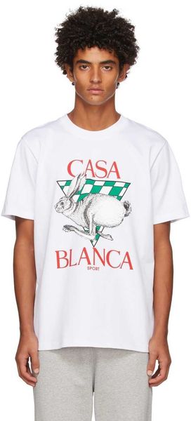 23ss new casablanca hawaii beach classic fashion t shirt men and women rabbit black and white check print and versatile short-sleeved t-shir, White;black
23ss new casablanca hawaii beach classic fashion t shirt men and women rabbit black and white check print and versatile short-sleeved t-shir, White;black