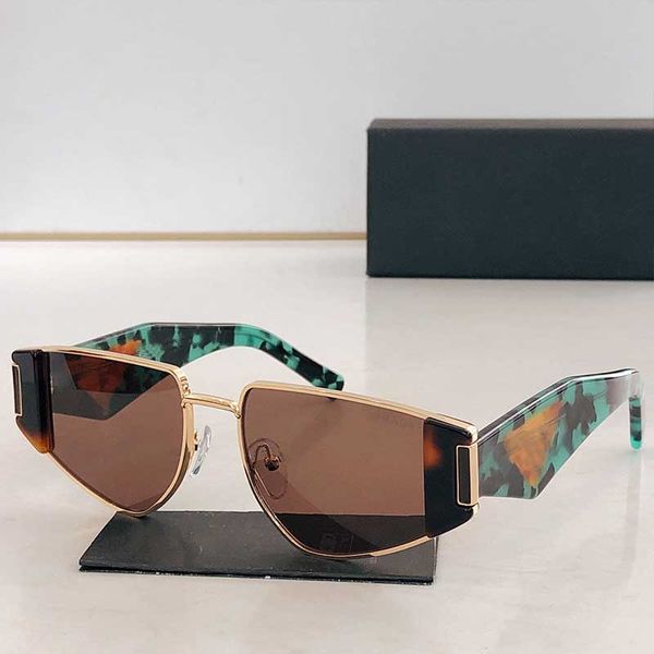 

Summer Fashion Female Designer Sunglasses Green Turquoise Mirror Leg Metal Frame SPR 90 Luxury Cool Fashion Party Sunglasses UV400