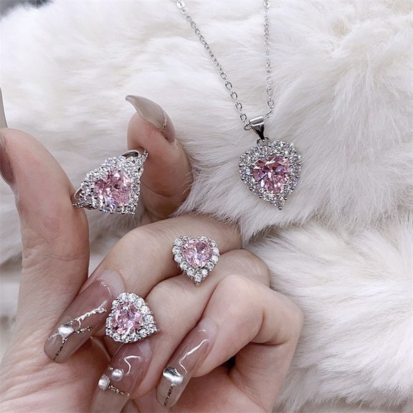 ins sell wedding jewelry sets luxury jewelry 925 sterling silver heart shape pink 5a cubic zircon cz diamond party open ring stud earring cl, Slivery;golden
ins sell wedding jewelry sets luxury jewelry 925 sterling silver heart shape pink 5a cubic zircon cz diamond party open ring stud earring cl, Slivery;golden