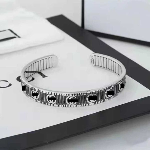 stripe open copper plated sterling silver simple personality vertical pattern bracelet men and high-quality luxury jewelry, White
stripe open copper plated sterling silver simple personality vertical pattern bracelet men and high-quality luxury jewelry, White