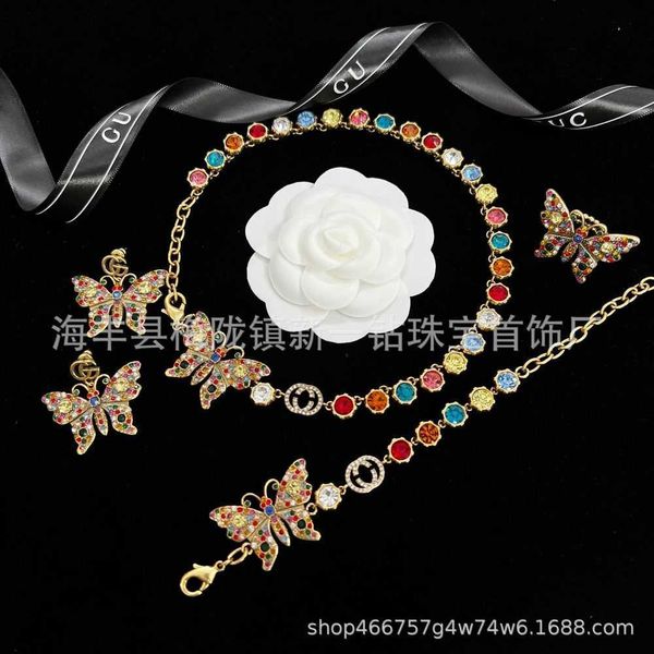 design luxury jewelry temperament candy color necklace personality full diamond butterfly bracelet family earring ring, Silver
design luxury jewelry temperament candy color necklace personality full diamond butterfly bracelet family earring ring, Silver