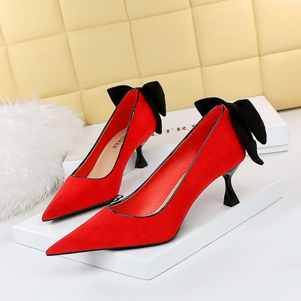 women dress shoes korean style of sweet high-heeled shoes female shoes with thin heels suede shallow mouth pointed color-blocking bow career, Black
women dress shoes korean style of sweet high-heeled shoes female shoes with thin heels suede shallow mouth pointed color-blocking bow career, Black
