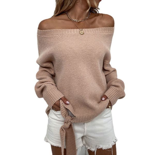 slash neck off-shoulder knitting women's sweaters loose fashion solid knitted bottom ribbon tied knot pullover lady casual blouse with, White;black
slash neck off-shoulder knitting women's sweaters loose fashion solid knitted bottom ribbon tied knot pullover lady casual blouse with, White;black