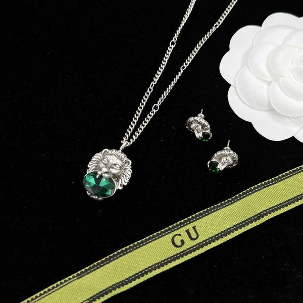 luxury jewelry crystal old three-dimensional lion head necklace letters silver needle earrings female light ins, Black
luxury jewelry crystal old three-dimensional lion head necklace letters silver needle earrings female light ins, Black