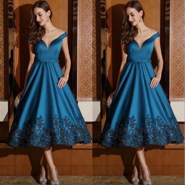 tea length mother of bride dresses formal evening gowns a line off shoulder v neck with black appliques cockail party dress, Black;red 
tea length mother of bride dresses formal evening gowns a line off shoulder v neck with black appliques cockail party dress, Black;red