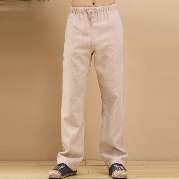 men's pants thick quality cotton linen trousers elastic waist loose flaxen men casual solid color straight long 7colors 9e73, Black
men's pants thick quality cotton linen trousers elastic waist loose flaxen men casual solid color straight long 7colors 9e73, Black