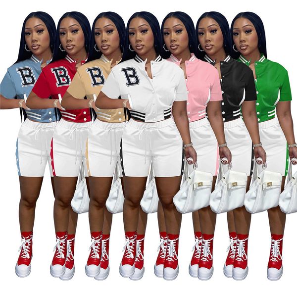 2023 women letter tracksuits casual 2 piece set short sleeve jacket shorts summer jogging suit fashion outfits solid color sportswear dhl 93, Gray
2023 women letter tracksuits casual 2 piece set short sleeve jacket shorts summer jogging suit fashion outfits solid color sportswear dhl 93, Gray
