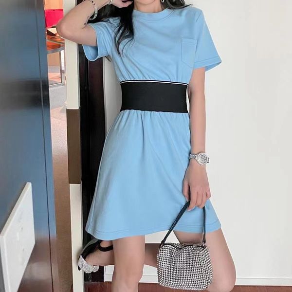 designer new style cotton casual dresses fashion letter cinched waist spring and summer dress, Black;gray
designer new style cotton casual dresses fashion letter cinched waist spring and summer dress, Black;gray