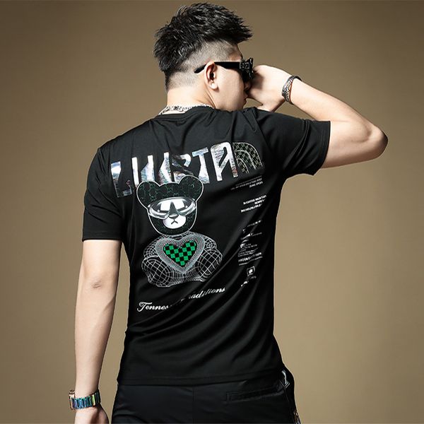 men's t-shirts trendy brand t-shirt bear printed design short sleeve tees 2023 summer new fashion streetwear homme clothing plus size, White;black
men's t-shirts trendy brand t-shirt bear printed design short sleeve tees 2023 summer new fashion streetwear homme clothing plus size, White;black