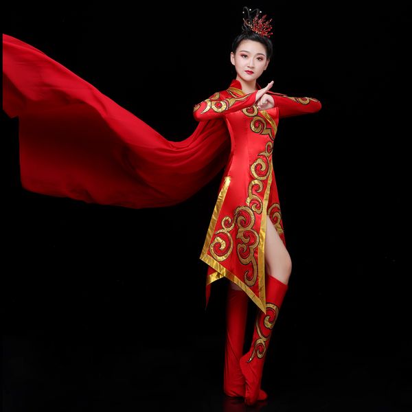 red stage wear ethnic traditional dance clothes classical performance dress chinese style costumes for singers, Black;red
red stage wear ethnic traditional dance clothes classical performance dress chinese style costumes for singers, Black;red