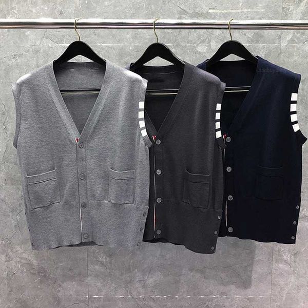 tb thom men's sweater 2023 korean designer vests classic white stripes v-neck cardigan coats casual harajuku sweater vests, White;black
tb thom men's sweater 2023 korean designer vests classic white stripes v-neck cardigan coats casual harajuku sweater vests, White;black
