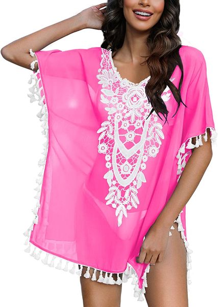 cpokrtwso womens crochet chiffon tassel swimsuit beach bikini cover ups for swimwear, Red;black
cpokrtwso womens crochet chiffon tassel swimsuit beach bikini cover ups for swimwear, Red;black