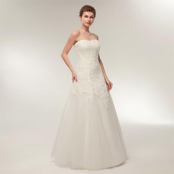 new fashion style women' wedding dress shoul derless mopping floor retro applique ens634, White
new fashion style women' wedding dress shoul derless mopping floor retro applique ens634, White