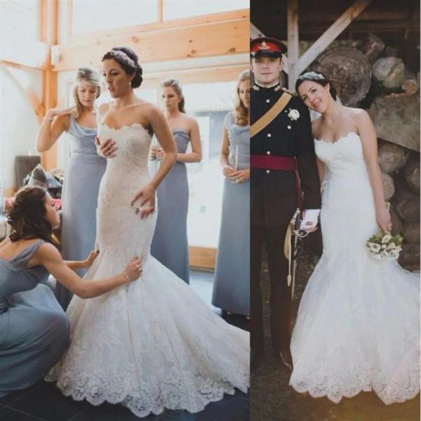 2023 designer mermaid wedding dresses bridal gown lace applique sweetheart neckline sleeveless sweep train tulle custom made country plus si, White
2023 designer mermaid wedding dresses bridal gown lace applique sweetheart neckline sleeveless sweep train tulle custom made country plus si, White