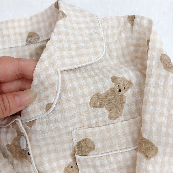 girls' plaid home suit bear print bubble lattice cotton two-piece autumn pajamas boys' leisure, Blue
girls' plaid home suit bear print bubble lattice cotton two-piece autumn pajamas boys' leisure, Blue