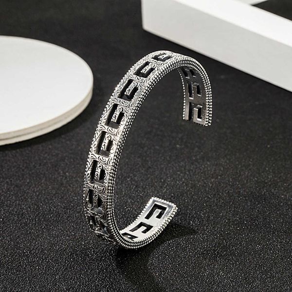 luxury jewelry sterling silver carved opening hollowed out letters old simple men's and women's wide version bracelet, Black
luxury jewelry sterling silver carved opening hollowed out letters old simple men's and women's wide version bracelet, Black