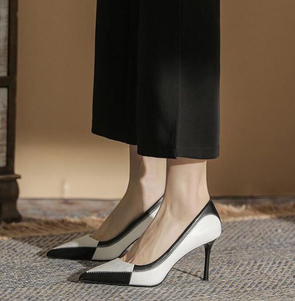 designer luxury women stiletto heel shoes black white mixed color wedding bridesmaid dress shoes genuine leather slip-on lady pointed toes p
designer luxury women stiletto heel shoes black white mixed color wedding bridesmaid dress shoes genuine leather slip-on lady pointed toes p