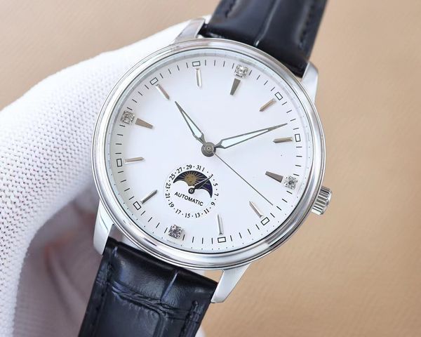 men's watch with super movement fully automatic winding 40mm silver dial moon phase function white face sapphire mirror waterproof desi, Slivery;brown
men's watch with super movement fully automatic winding 40mm silver dial moon phase function white face sapphire mirror waterproof desi, Slivery;brown