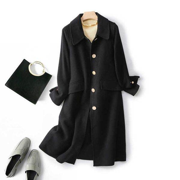 black women's double-sided plush coat autumn and winter new style knee-length single-breasted korean wool, Tan;black
black women's double-sided plush coat autumn and winter new style knee-length single-breasted korean wool, Tan;black