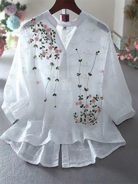 women's blouses shirts literary cotton shirts for women embroidery flowers woman blouses v-neck half sleeve lace blouses summer thin fe, White
women's blouses shirts literary cotton shirts for women embroidery flowers woman blouses v-neck half sleeve lace blouses summer thin fe, White