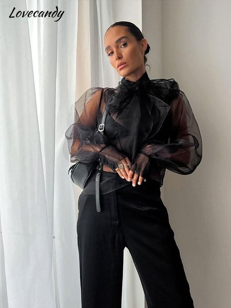 women's blouses shirts black tulle perspective long sleeve spring summer minority lantern street thin lace up 230306, White
women's blouses shirts black tulle perspective long sleeve spring summer minority lantern street thin lace up 230306, White