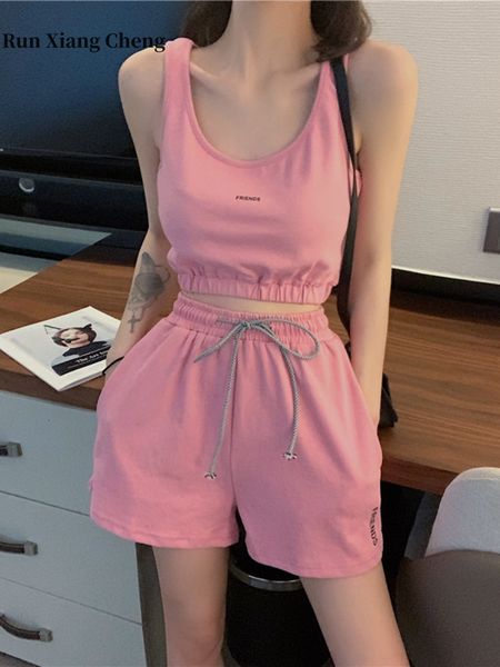 women s two piece pants clothes sports short sets summer net red fashion suit solid color letter tank 230303, White
women s two piece pants clothes sports short sets summer net red fashion suit solid color letter tank 230303, White