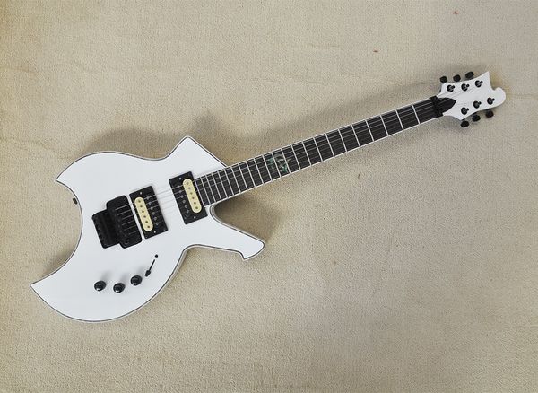 6 strings white electric guitar with humbuckers floyd rose rosewood fretboard can be customized
6 strings white electric guitar with humbuckers floyd rose rosewood fretboard can be customized