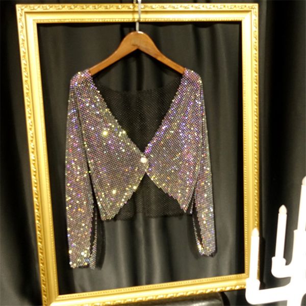 women s jackets disco light diamond crystal mesh shirt bling temperament full outer wear causla cropped cardigan 230306, Black;brown
women s jackets disco light diamond crystal mesh shirt bling temperament full outer wear causla cropped cardigan 230306, Black;brown