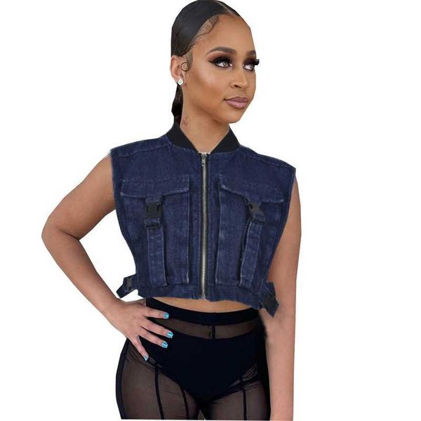 2023 new summer denim jacket vests trend short style waistcoat work clothes zipper cardigan with pockets clothing, Black;white
2023 new summer denim jacket vests trend short style waistcoat work clothes zipper cardigan with pockets clothing, Black;white