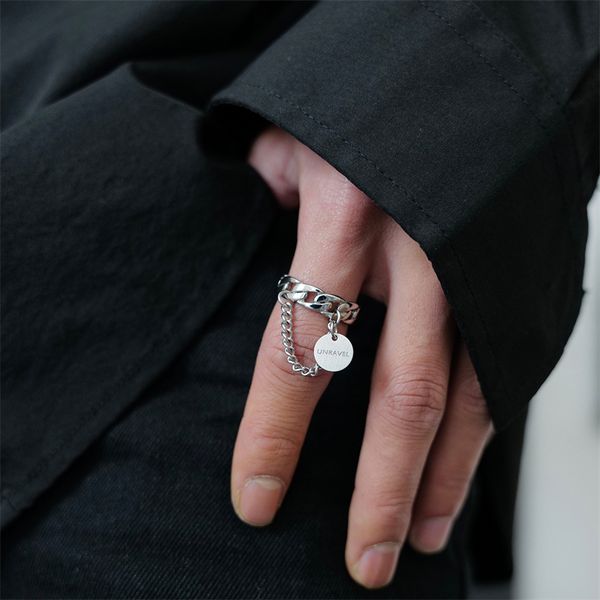 japanese/korean tide men's titanium steel plain ring high grade non-fading chain tassel splicing round hip hop couple accessorie, Silver
japanese/korean tide men's titanium steel plain ring high grade non-fading chain tassel splicing round hip hop couple accessorie, Silver