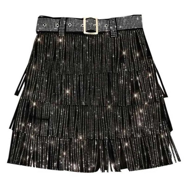 skirts heavy drilling rhinestones fringed skirt with belt women's high waist multi layer short cake s667, Black
skirts heavy drilling rhinestones fringed skirt with belt women's high waist multi layer short cake s667, Black