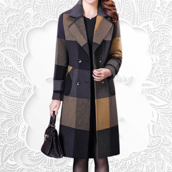 women's wool blends autumn winter women fashion grid long warm double breasted coat ladies outwear highend loose clothing for womens 23, Black
women's wool blends autumn winter women fashion grid long warm double breasted coat ladies outwear highend loose clothing for womens 23, Black