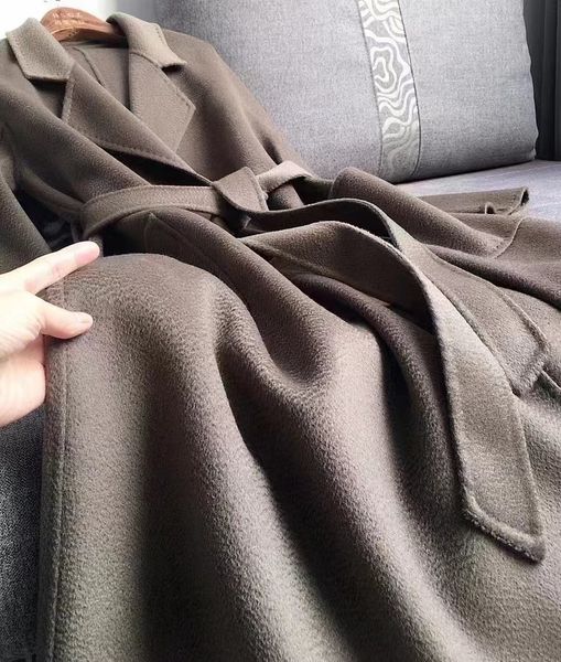 women's wool blends max jacket autumn winter labbro bathrobe water ripple double faced coat lace up en long 230306, Black
women's wool blends max jacket autumn winter labbro bathrobe water ripple double faced coat lace up en long 230306, Black