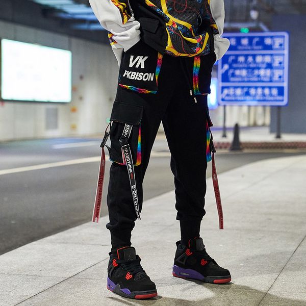 men's pants hip-hop jogger harem overalls color multi-pocket ribbon sports streetwear casual 230306, Black
men's pants hip-hop jogger harem overalls color multi-pocket ribbon sports streetwear casual 230306, Black
