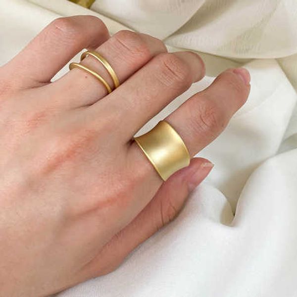 cluster rings matte gold big wide finger ring girls stainless metal round geometric charm adjustable size jewelry rings for women gifts 2020, Golden;silver
cluster rings matte gold big wide finger ring girls stainless metal round geometric charm adjustable size jewelry rings for women gifts 2020, Golden;silver