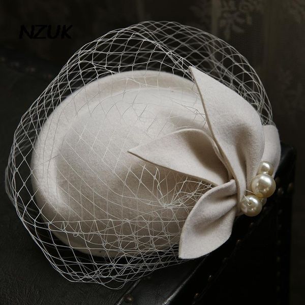 stingy brim hats nzuk england face veil fasinator hat women pure wool felt beret cap bride wedding flower pearl flower fedora stewardess cap, Blue;gray
stingy brim hats nzuk england face veil fasinator hat women pure wool felt beret cap bride wedding flower pearl flower fedora stewardess cap, Blue;gray