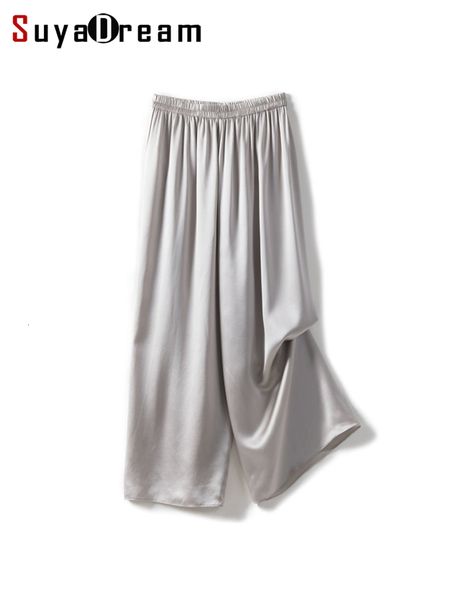 women's pants capris suyadeam 100%pure silk solid women elastic waist wide leg pants spring summer ankle-length solid chic trousers coz, Black;white
women's pants capris suyadeam 100%pure silk solid women elastic waist wide leg pants spring summer ankle-length solid chic trousers coz, Black;white