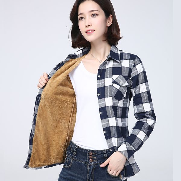 women's blouses shirts winter women's warm plaid shirt coat casual fleece velvet plus thicke brand college style woman clothes ou, White
women's blouses shirts winter women's warm plaid shirt coat casual fleece velvet plus thicke brand college style woman clothes ou, White