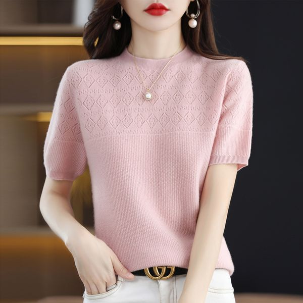 women's tshirt round neck basic sweater shortsleeved wool knitted spring and summer simple pullover upper body hollow 230306, White
women's tshirt round neck basic sweater shortsleeved wool knitted spring and summer simple pullover upper body hollow 230306, White