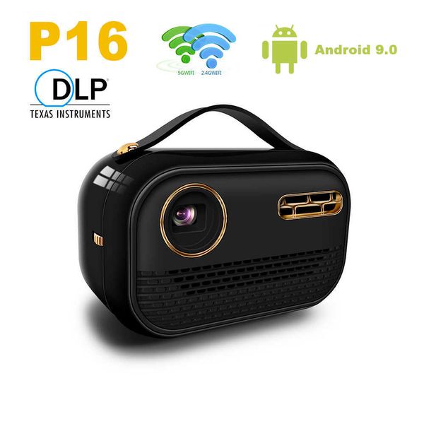 Image of Projectors P16 DLP Projector Android 90 24G 5G Wifi Bluetooth 4GB 32GB 4K Support 3D Home Theater Beamer Airplay Projector R230306