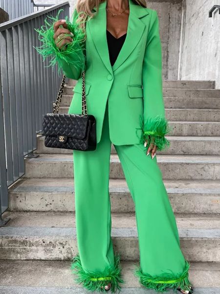 women's suits blazers feathers women blazer pants suit fashion loose button pocket chic long sleeve female 2 pieces set spring office l, White;black
women's suits blazers feathers women blazer pants suit fashion loose button pocket chic long sleeve female 2 pieces set spring office l, White;black