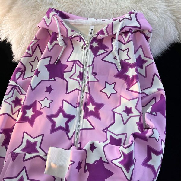 women's hoodies sweatshirts american full print star hooded sweater female y2k winter loose ins style zipper cardigan jacket oversize c, Black
women's hoodies sweatshirts american full print star hooded sweater female y2k winter loose ins style zipper cardigan jacket oversize c, Black